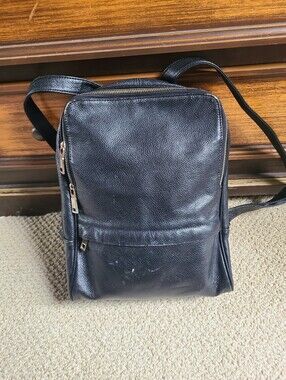 Coolcy, black leather backpack, bag